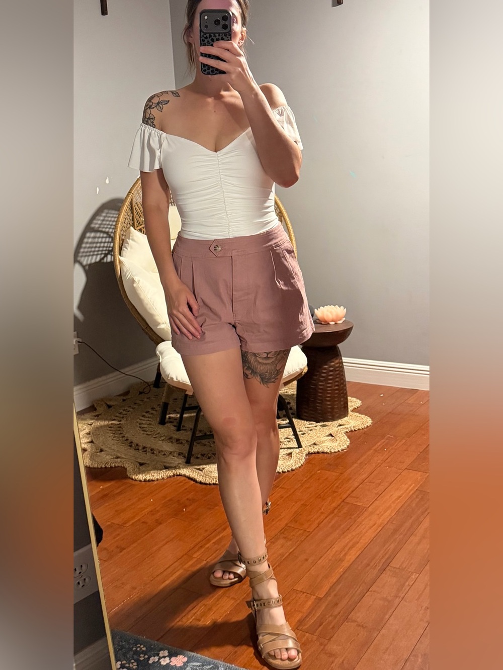 Francesca's Collections High-Waist Dusty Rose Shorts